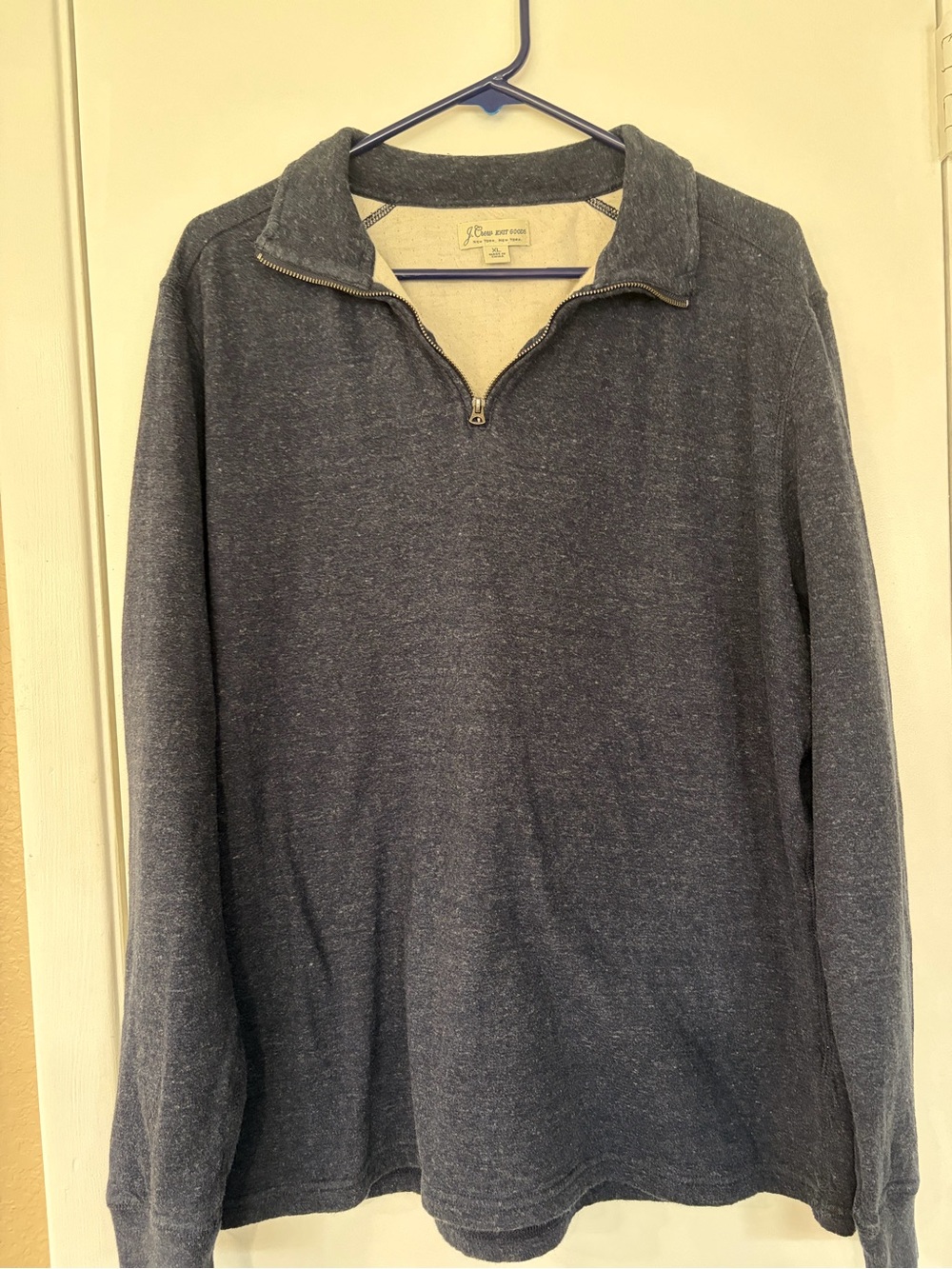 J.Crew Knit Goods Charcoal Gray Quarter Zip Pullover Sweater XL